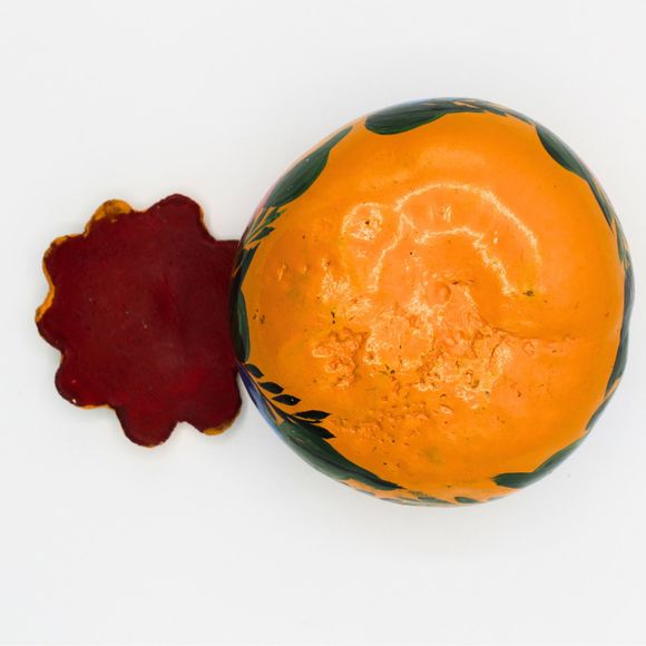 Vintage Mexican Folk Art Hand Painted Gourd Trinket Vessel 4.5" Floral Design - Picture 8 of 8